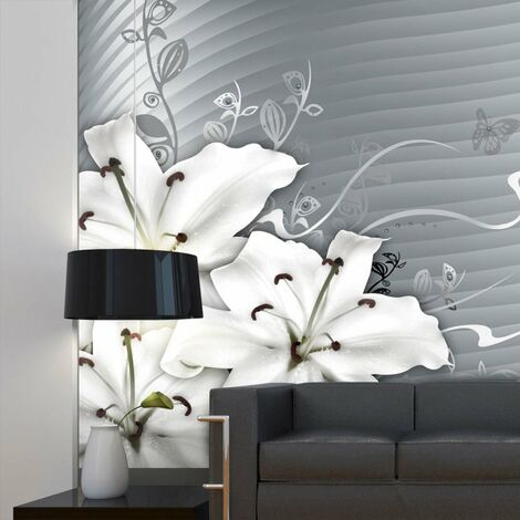 Papier peint distance - Gris, blanc