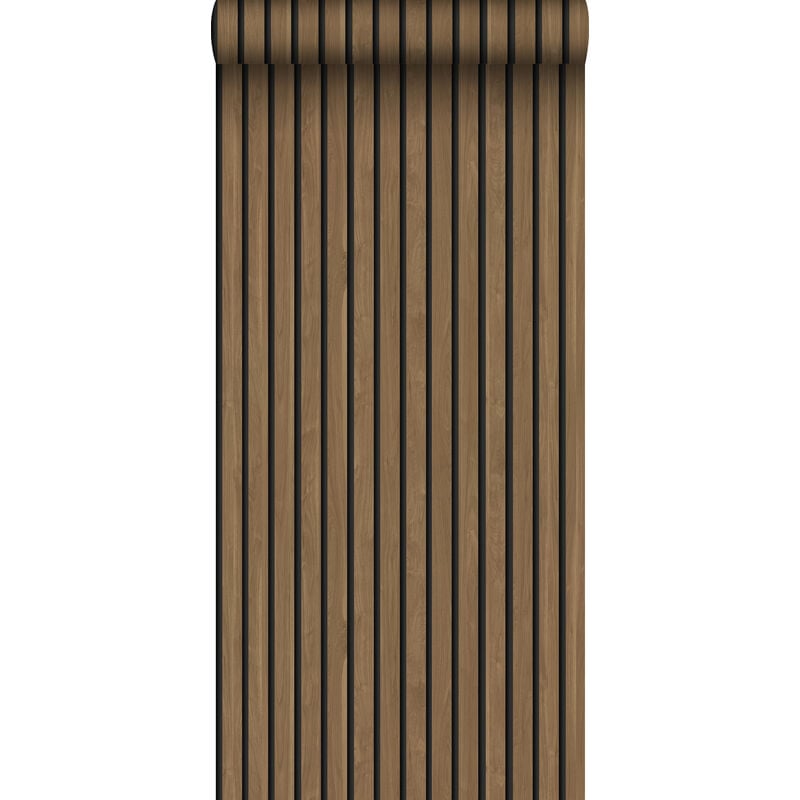 Papier peint tasseaux de bois marron Sanders&sanders