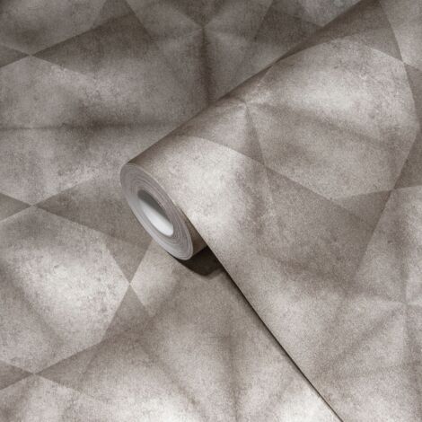 papier peint effet 3D argent et gris  - Livingwalls