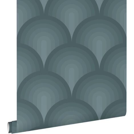 papier peint effet 3D bleu canard  - ESTAhome