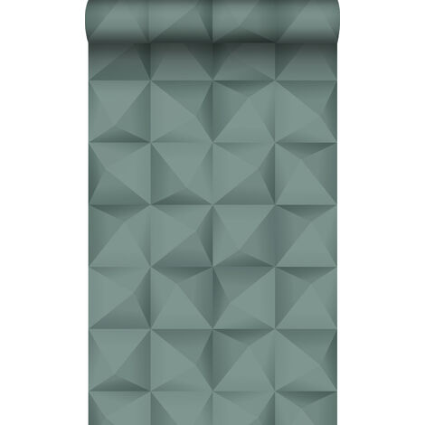 papier peint effet 3D bleu canard - Origin Wallcoverings