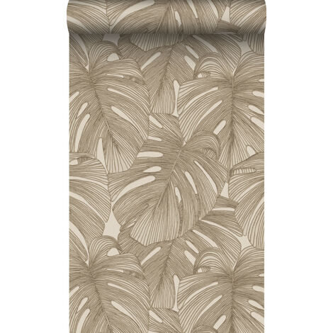 papier peint effet 3D feuilles beige  - Origin Wallcoverings