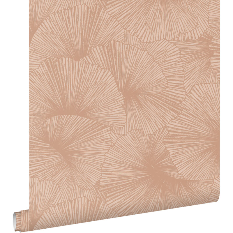 Estahome - papier peint effet 3D feuilles rose terracotta