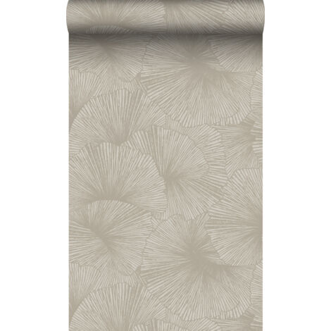 papier peint effet 3D feuilles taupe  - Origin Wallcoverings