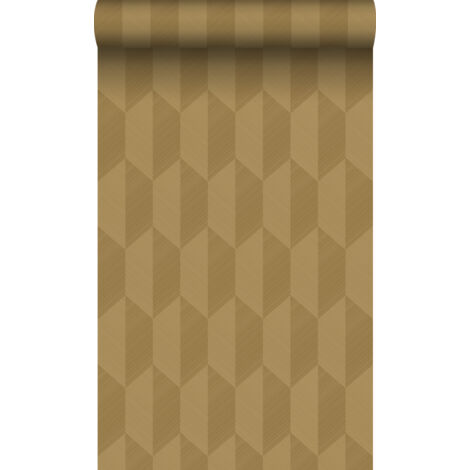 papier peint effet 3D jaune ocre - Origin Wallcoverings