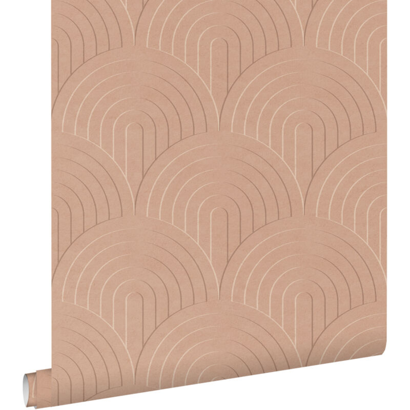 Papier peint effet 3D rose terracotta Estahome