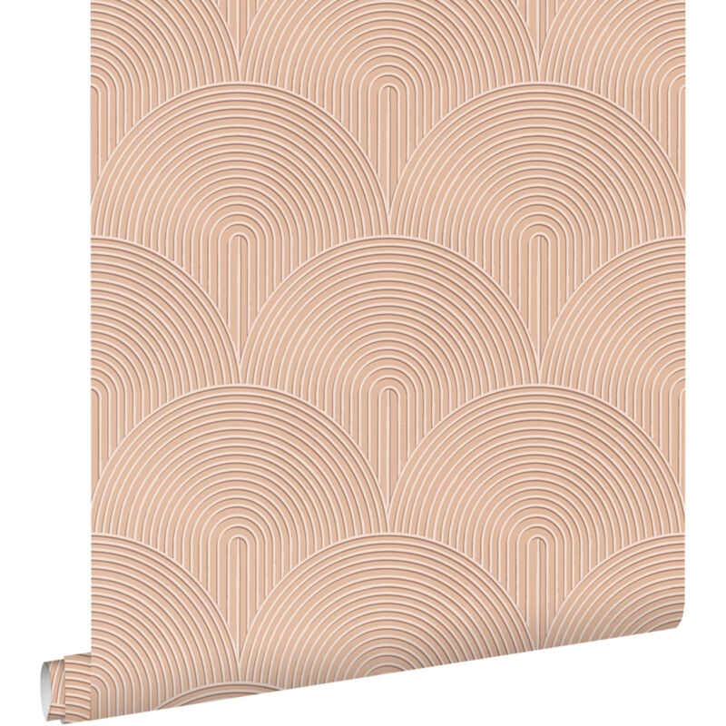 Papier peint effet 3D rose pêche Estahome