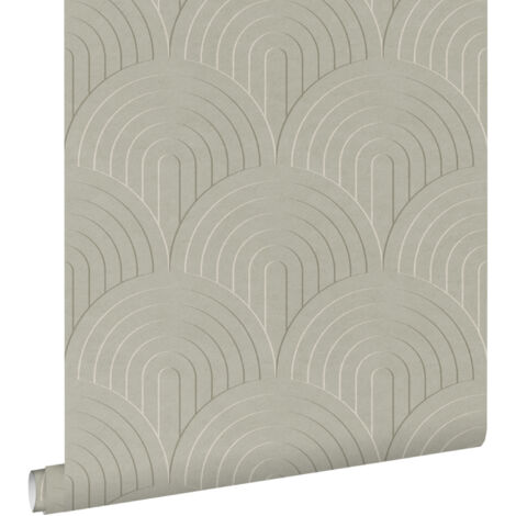 papier peint effet 3D vert grisé  - ESTAhome