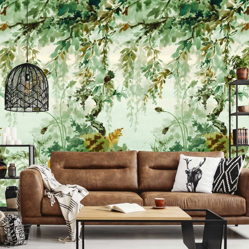 Hxadeco - Papier peint effet aquarelle jungle 159x280cm