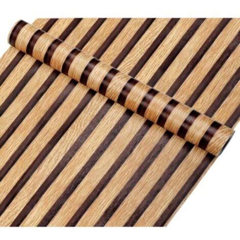 Papier peint effet bois Beige Marron 0.45x10M panneaux en bois 3D au look moderne