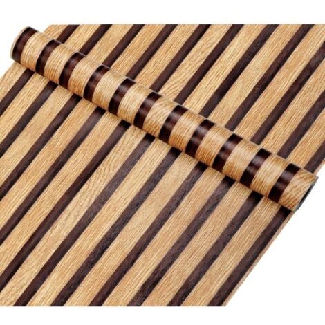 Papier peint effet bois Beige Marron 0.45x10M panneaux en bois 3D au look moderne