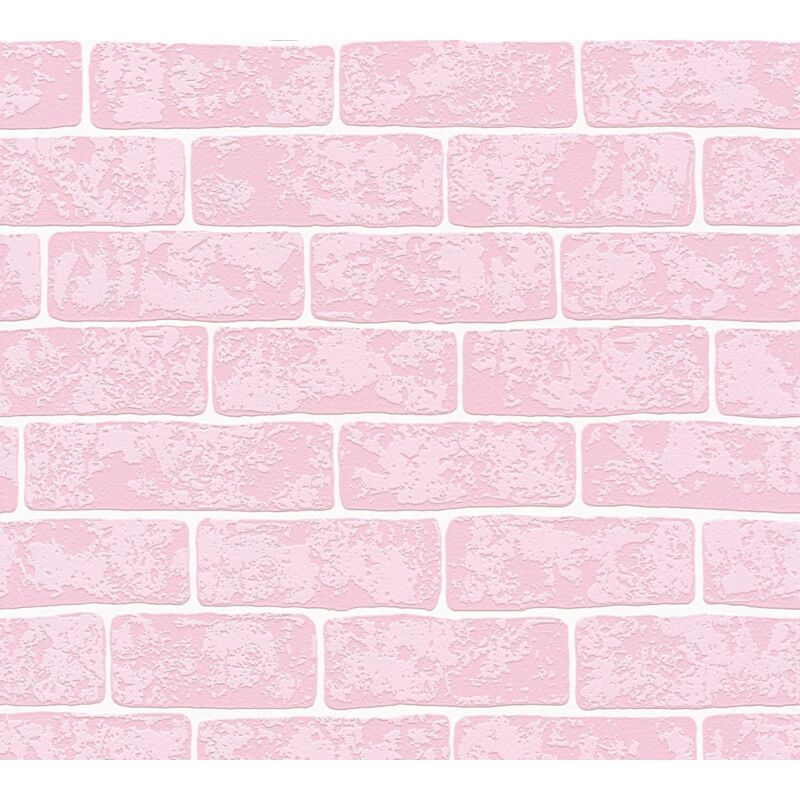 Papier peint original brique rose | Tapisserie imitation brique rose pour chambre de fille | Papiers peints tendances pour chambre à coucher - 10,05