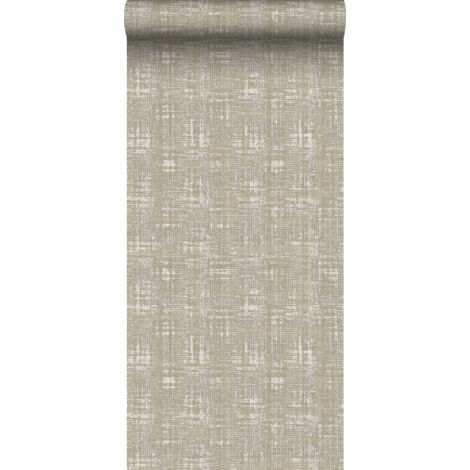 papier peint effet lin beige  - Sanders & Sanders
