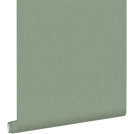 papier peint effet lin vert jade - ESTAhome