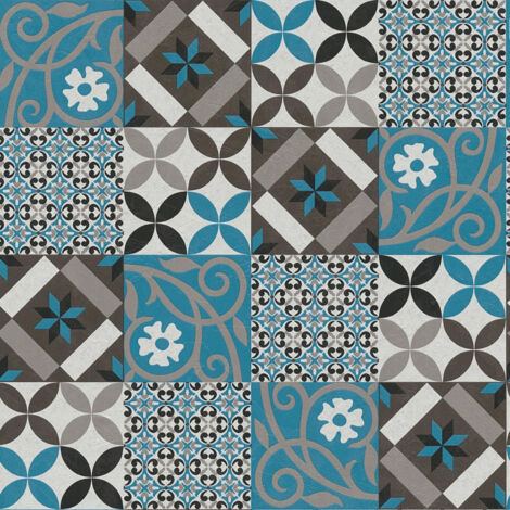 Papier peint  - Effet mosaïque colorée Bleu 10mx 0.53 m