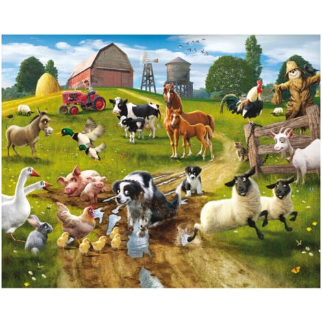 Papier peint enfant animaux de la ferme Walltastic 305X244 CM