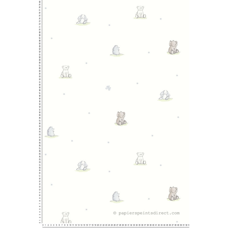 Papier peint enfant avec les copains Blanc 10mx 0.53 m