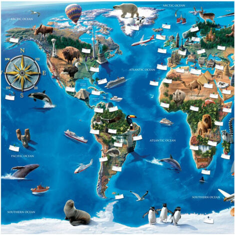 Papier peint enfant carte du monde Walltastic 305X244 CM