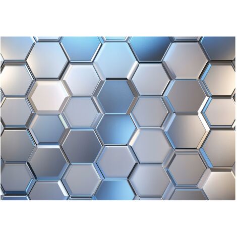 Papier peint enfant garçon hexagones 3D intissé 150x105 cm mural chambre enfant petit format