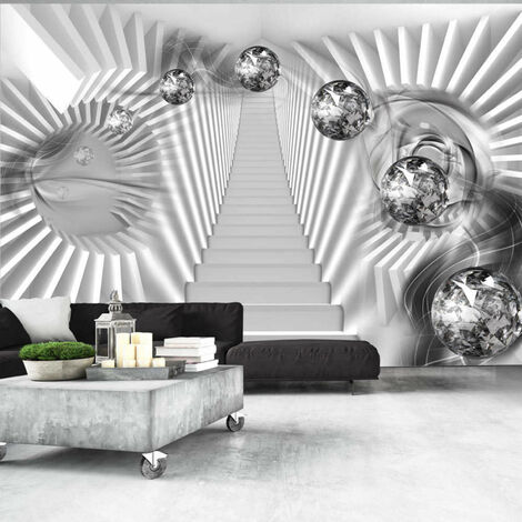 Papier peint escalier en argent - 250 x 175 cm