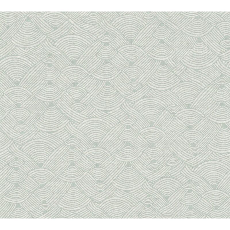 Papier peint ethnique Profhome 387423 papier peint intissé gaufré à chaud légèrement texturé au style éthnique mat vert blanc vert menthe 5,33 m2