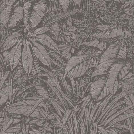 Papier peint exotique gris clair, feuillage  B395607