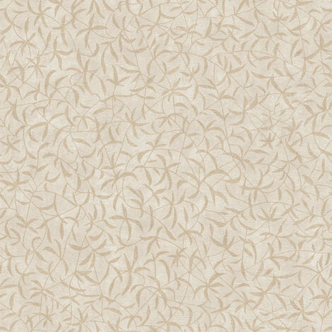 Papier peint feuillage beige effet métallique Tapisserie tendance nature Papier peint floral style végétal idéal pour cuisine