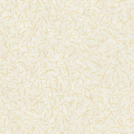 Papier peint feuillage crème et jaune effet métallique Tapisserie tendance nature Papier peint floral style végétal idéal cuisine