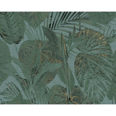 Papier peint feuillage, tropical, vert  B393553