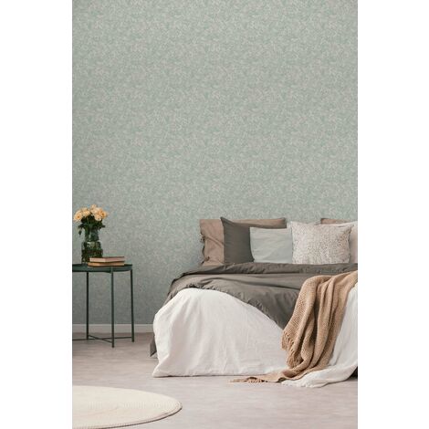 Papier peint feuillage vert menthe sur fond blanc crème Tapisserie florale à feuilles Papier peint style botanique idéal couloir