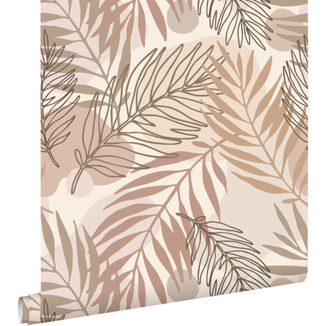 papier peint feuilles beige  - ESTAhome