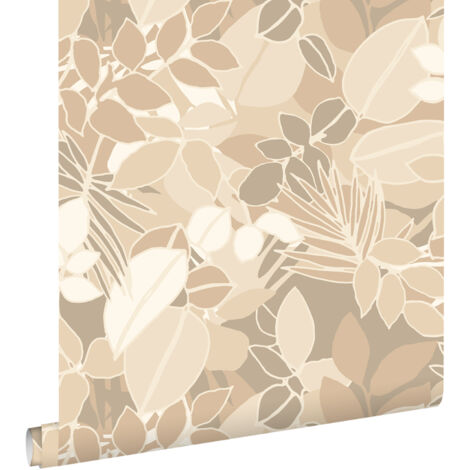 papier peint feuilles beige - ESTAhome