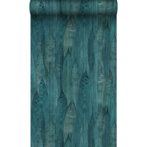 papier peint feuilles bleu canard  - Origin Wallcoverings