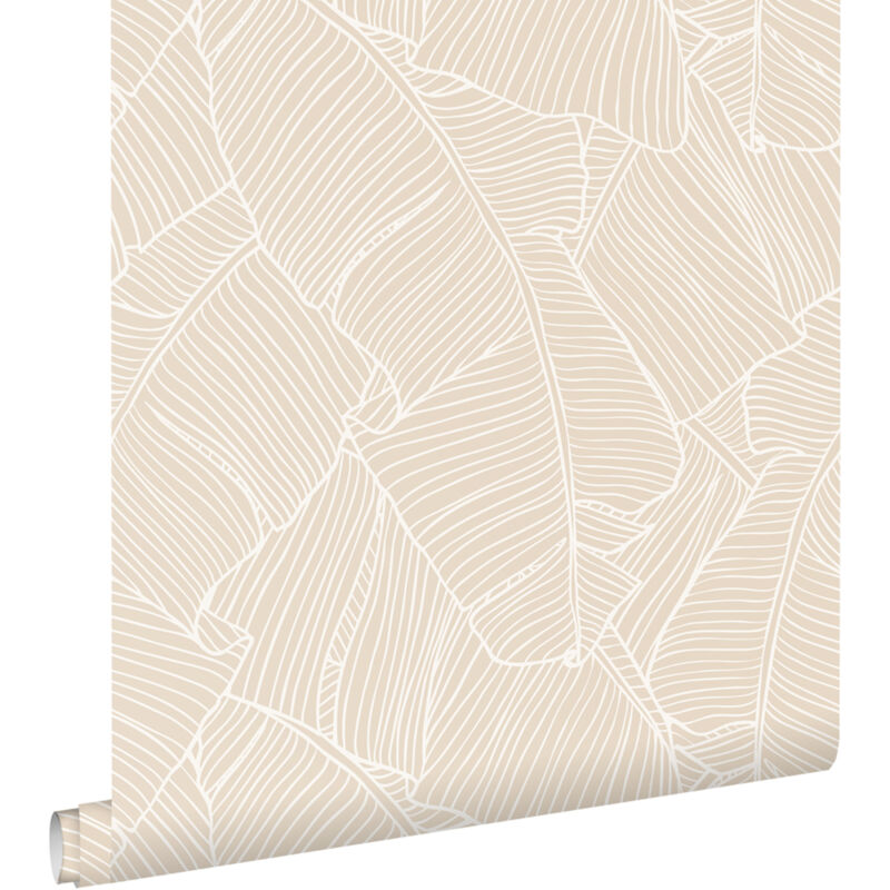 Papier peint feuilles beige Estahome