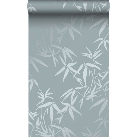 papier peint feuilles de bambou bleu - Origin Wallcoverings