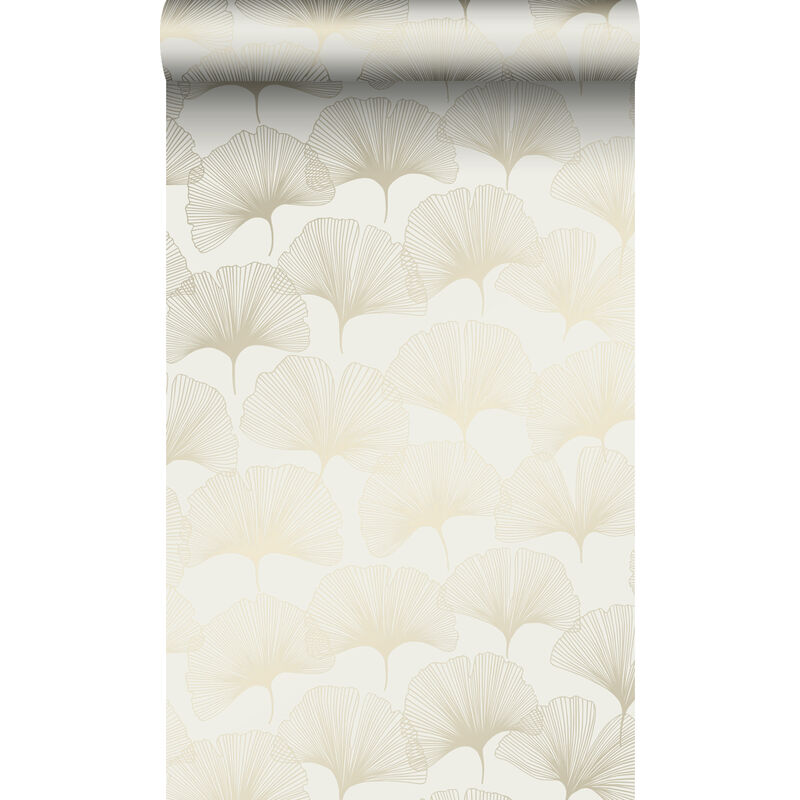 Origin - papier peint feuilles de ginkgo beige et or Wallcoverings