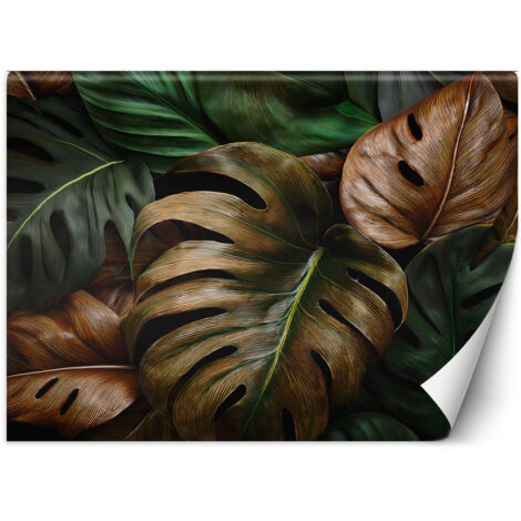 Papier peint Feuilles de monstera en couleurs naturelles 150x105