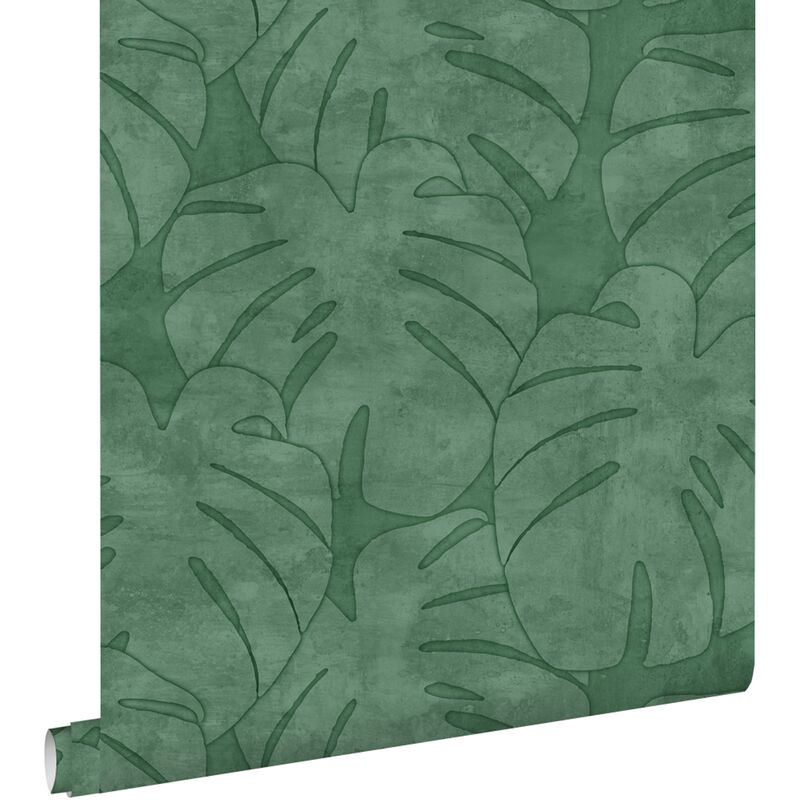 Papier peint feuilles de monstera vert foncé Estahome