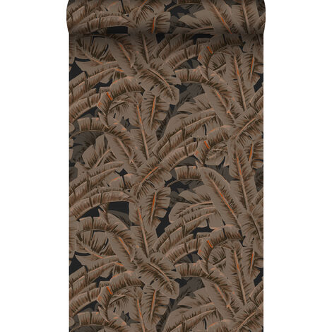 papier peint feuilles de palmier brun rouille - Origin Wallcoverings