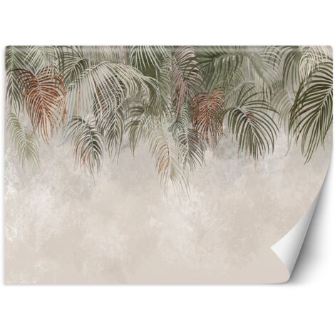 Papier peint Feuilles de palmier Plantes Vert Marron Beige 450x315