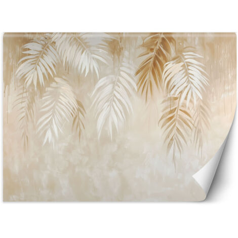Papier peint Feuilles de palmier tropicales beige style bohème 150x105