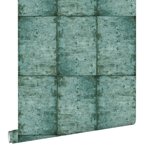 papier peint feuilles de zinc vert émeraude intense - ESTAhome
