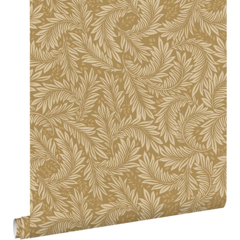 papier peint feuilles jaune ocre - ESTAhome