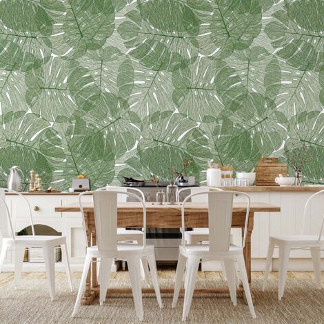 Papier peint feuilles mur de monstera verte papier peint
