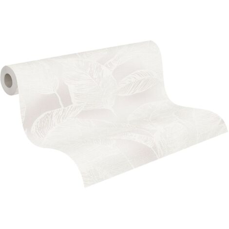 Papier peint feuilles rose poudré blanc idéal pour les chambres et les couloirs Papier peint intissé moderne rose avec feuilles