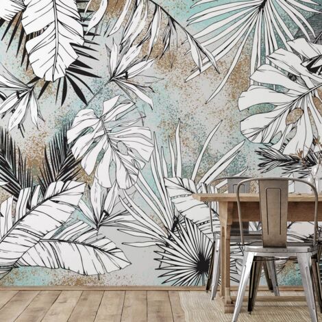 Papier peint feuilles tropicales terre et ciel papier peint