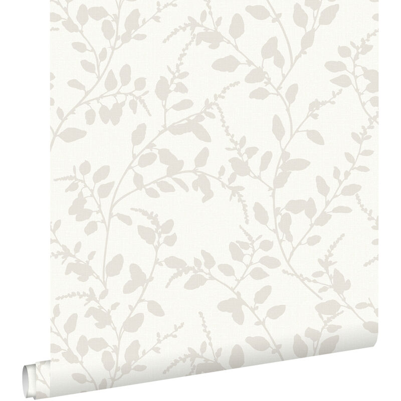 Papier peint feuilles blanc Estahome