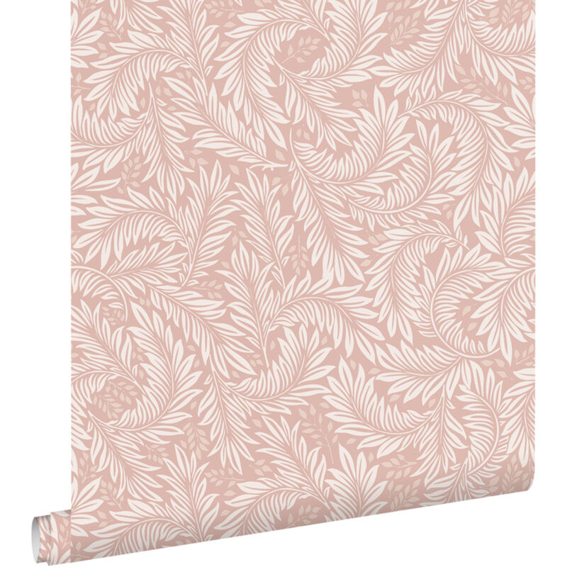 Papier peint feuilles rose clair Estahome