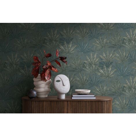 Papier peint feuilles vert olive Papier peint palmier vert foncé en Vlies, idéal pour le salon et la chambre