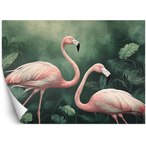 Papier peint Flamants roses Botanique Nature 300x210
